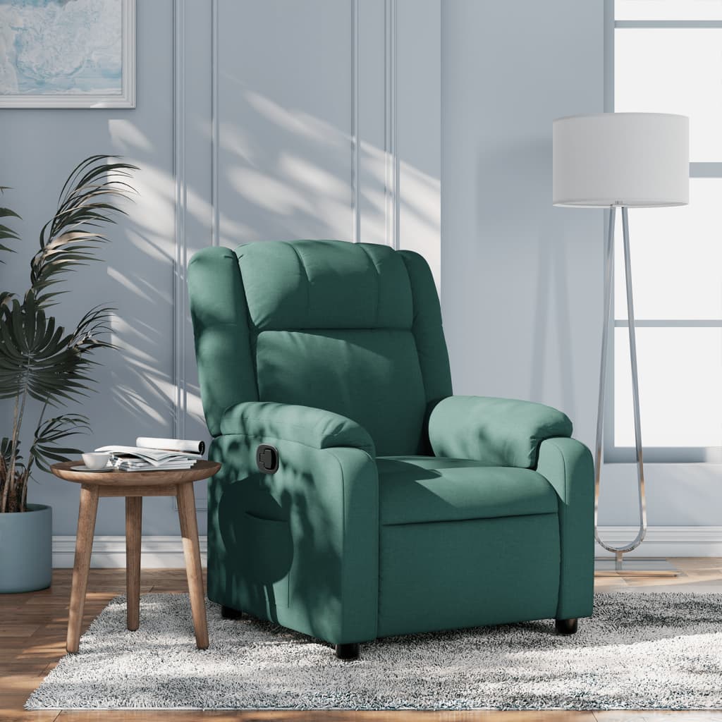 Recliner Chair Dark Green Fabric