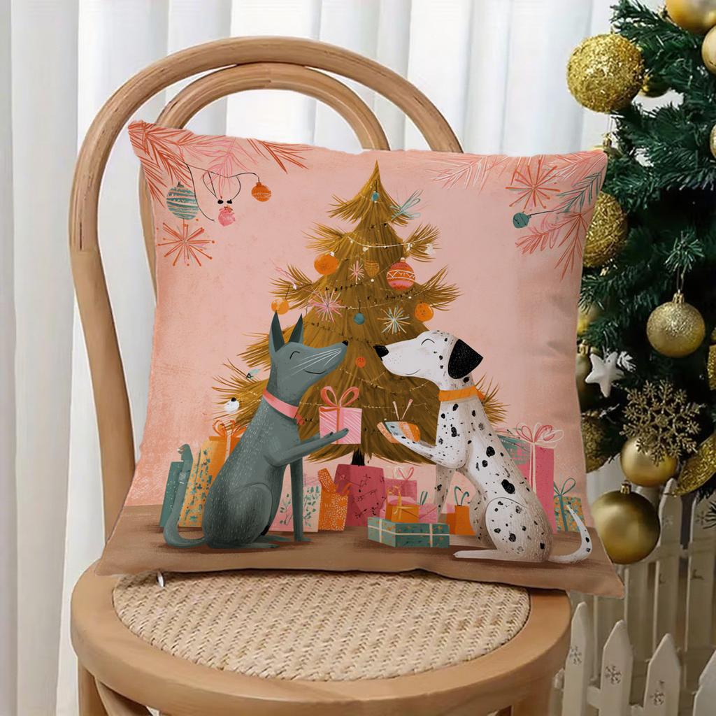 Pink Christmas Tree Pattern Pillowcasesuitable For Sofa Car Bedroom Decorative Cushion Cover Pillow Cover