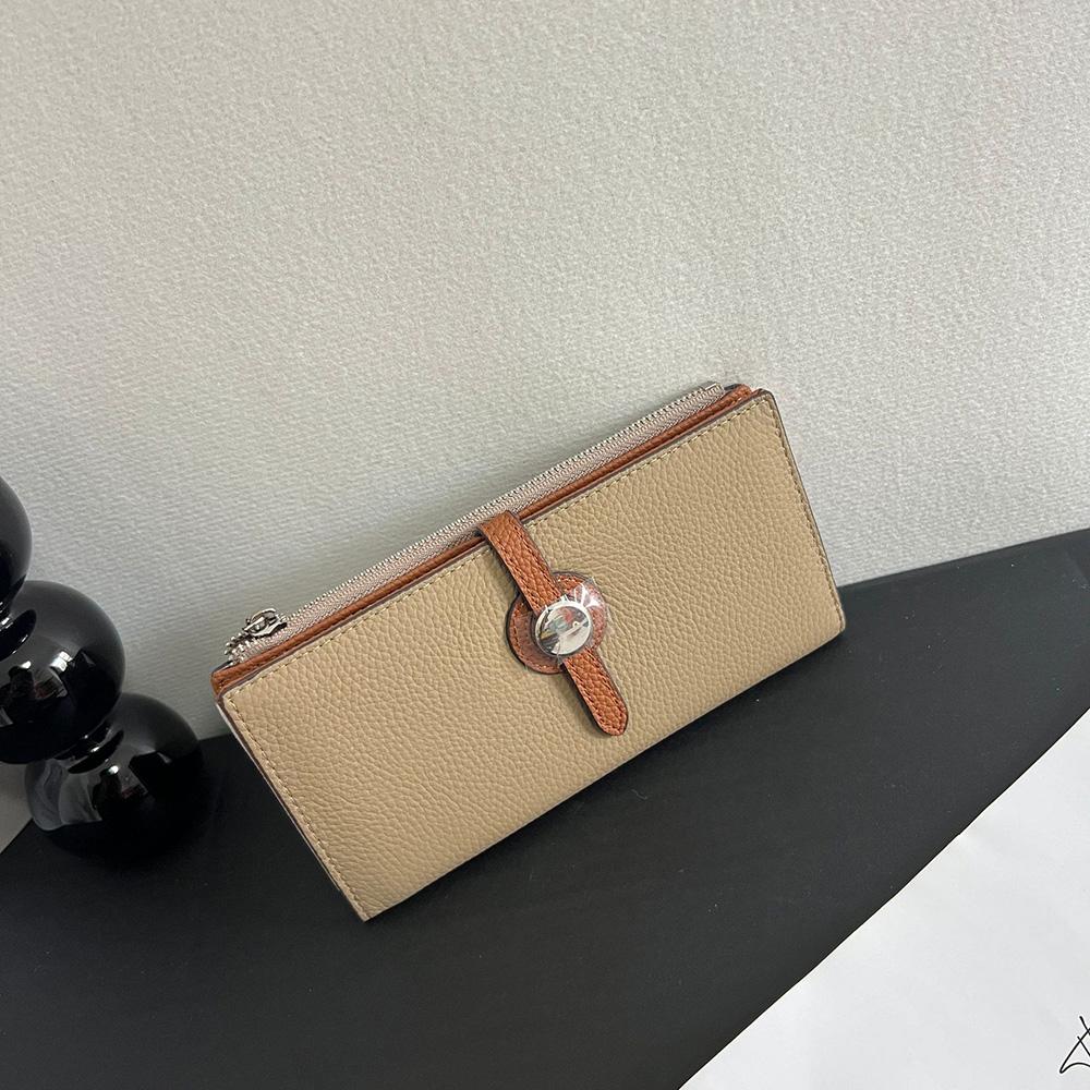 Long Women Wallets Two-tone Genuine Leather Wallet Clutch Bag First Layer of Cowhide Purse Zipper Hasp Bifold Billfold Purse