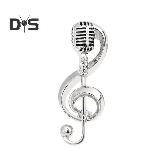 

Брошь с музыкальной нотой, блестящие бриллианты, аксессуары для одежды из сплава, брошь на булавках, простой корсаж для женщин серебряный