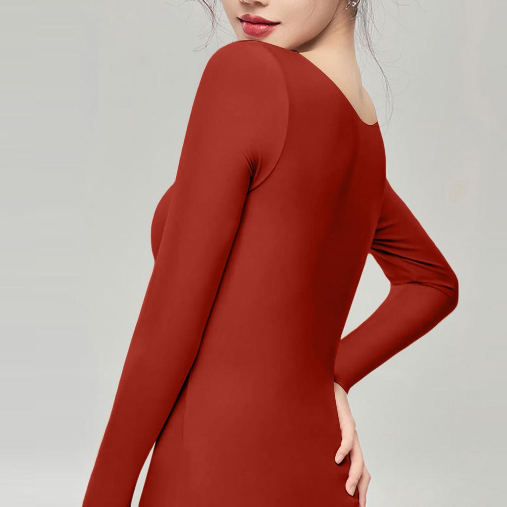 Women's Solid Color Seamless Long Sleeved Thermal Underwear Top