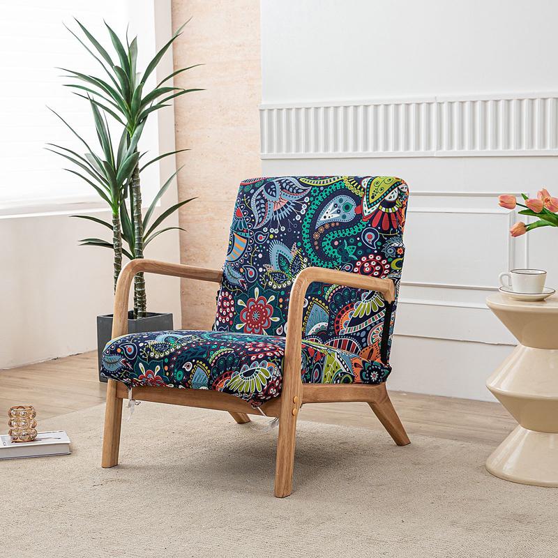Home Decor Armchair Slipcover Elastic Chair Cover Zipper Stretch Wooden Arm Chair Cover Protector Removable Seat Cover