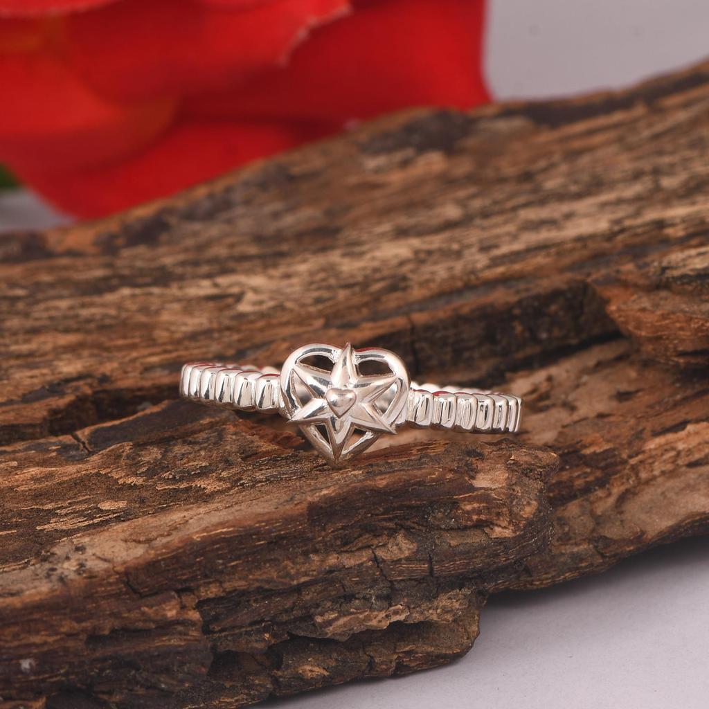 925 Sterling Silver Heart Ring for Women | Minimalist Beaded Band Ring | Stackable Promise Ring | Handmade Fine Jewelry Gift