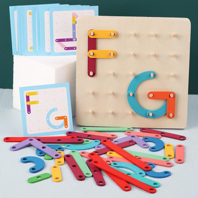 Children's early education Montessori creative board puzzle wooden geometric teaching aids graphics cognition varied educational building block toys