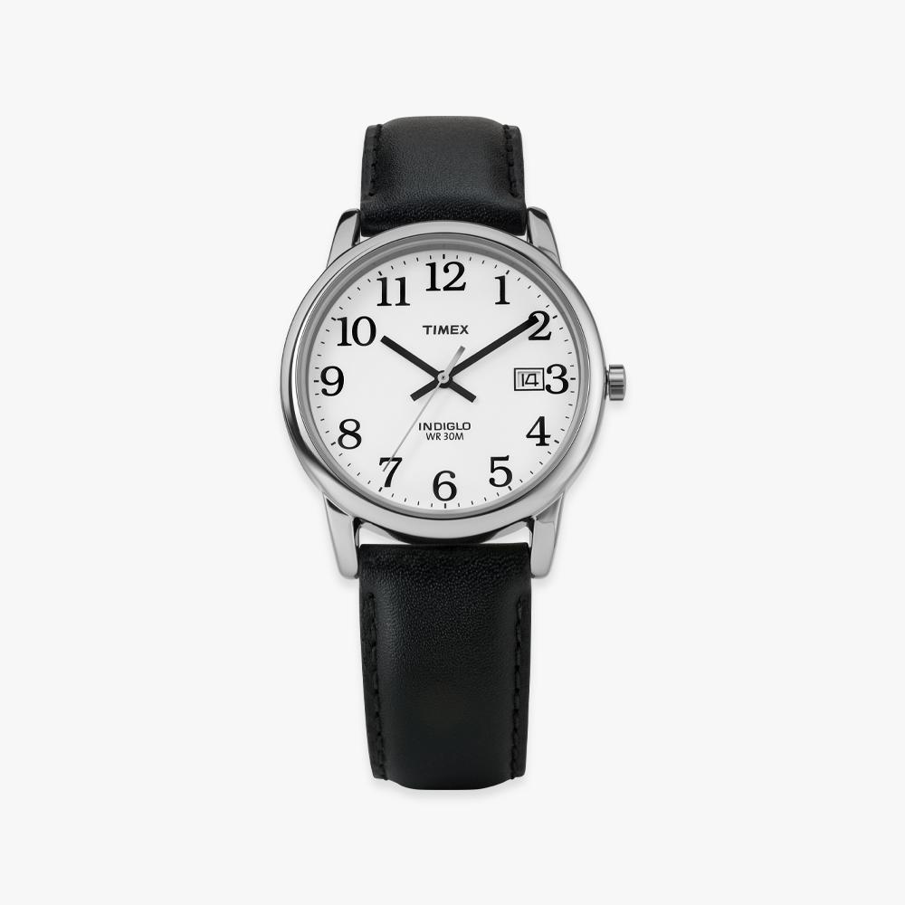 [Timex] Easy Reader Black Leather Strap Dress Watch 35mm T2H281