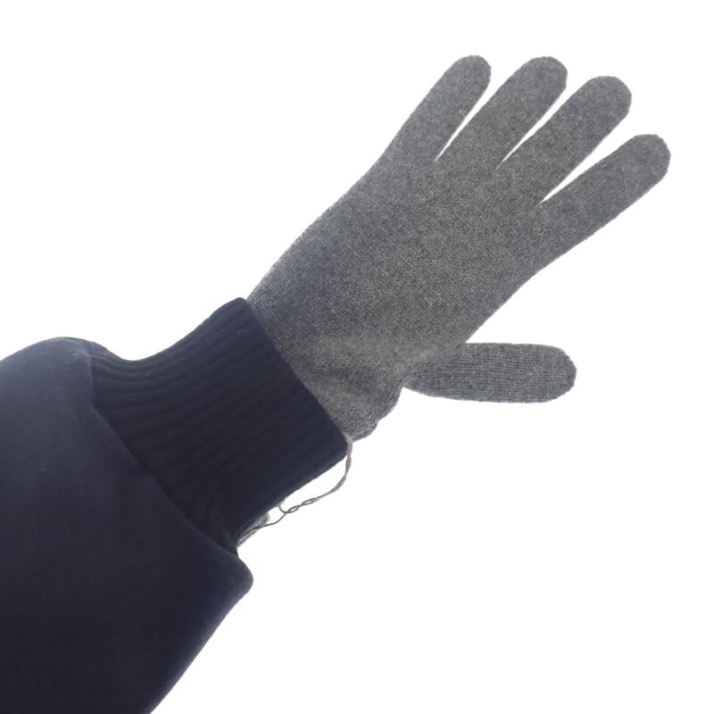 HERMES  H232006G_G1S M  Gloves Charbon/gray cashmere/Polyurethane Women