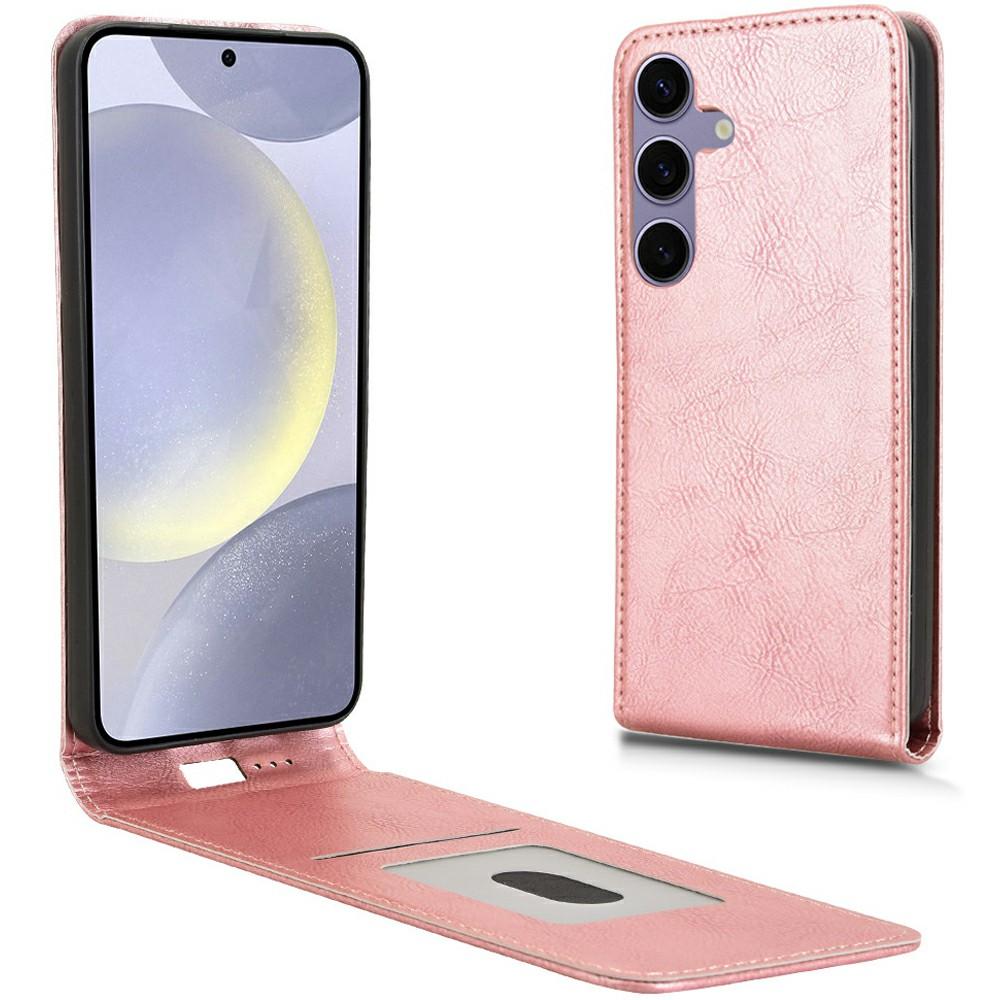 For Samsung Galaxy S24 Case with Card Slot Magnetic Vertical Flip Leather Phone Cover