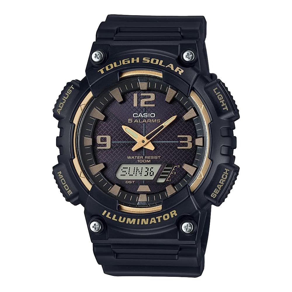 Casio Tough Solar AQ-S810W-1A3VCF Quartz Watch Black Stainless Steel and Resin Strap