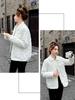 Thin Short Rhomboid Winter Jacket with Turn Down Collar