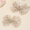 2Pcs Macaron Colors Bow Hair Clips Sweet Chiffon Mesh Hairpin Colorful Stripes Barrette For Girls Kids Headwear Hair Accessories