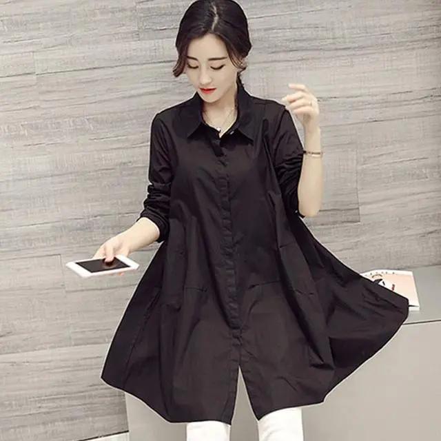 

Women s Spring/Summer Loose-Fit Long-Sleeve Shirt Elegant Single-Breasted Button-Down Stretch-Free Casual Shirt 3XL