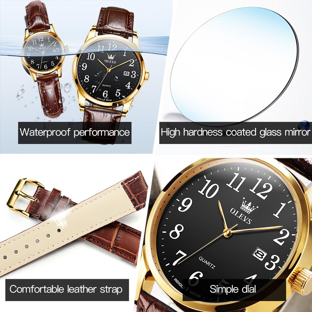 OLEVS 5566 With Gift Box Waterproof Quartz Watch Digital Scale Simple Single Calendar Men'S And Women'S Couple Watches
