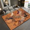 Fashion Ethnic Frame Carpet Horse Home Decor Rectangle Room Rug Black Green Orange Living Room Bedroom Bedside Floor Table Mat