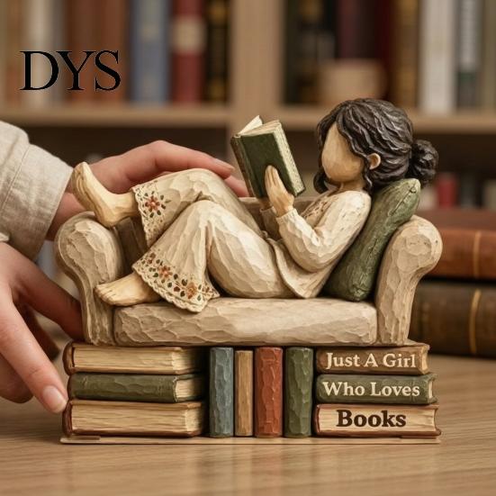 Graduation Gifts for Students Wooden Reading Figurine Ornament, 2D Flat Decorative Signs Book Lovers, Birthday Presents Librarians Literary Decoration
