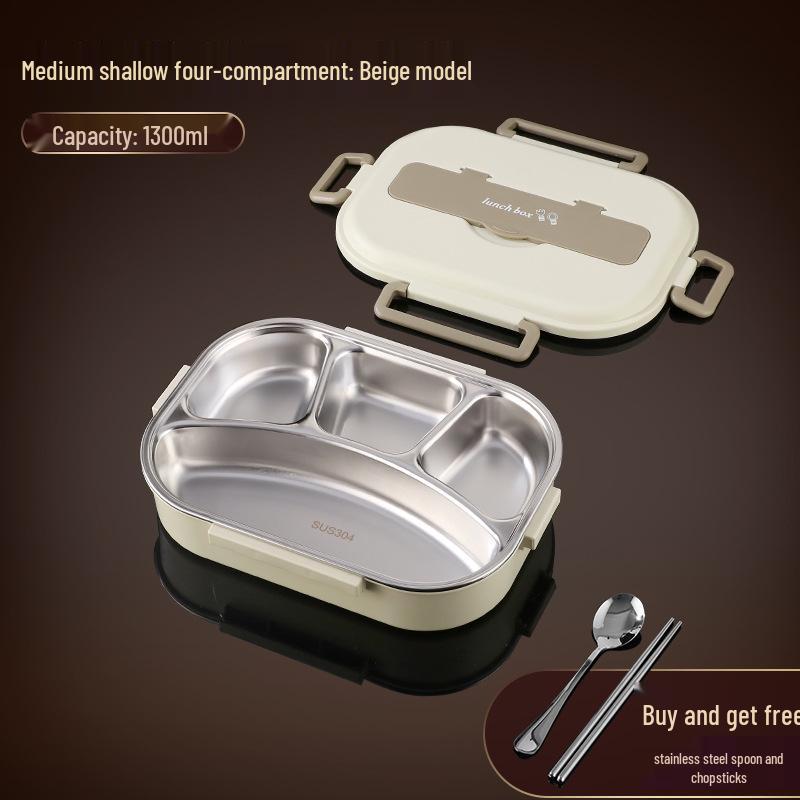 304 Stainless Steel Leak-Proof Insulated Lunch Box for Office and School, Food-Grade Square Bento Box.