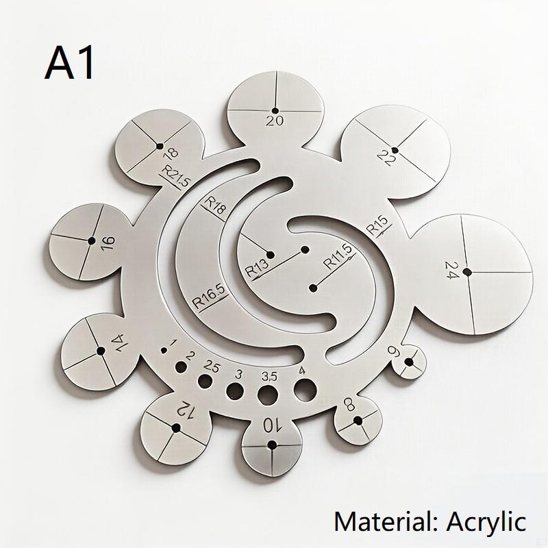 11 in 1 Radius Gauge Circle Template Clear Scale 8-24mm Round Corner Arc Measuring Tool for Student School Drafting Projects