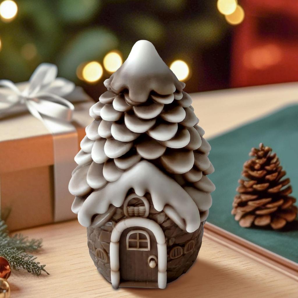 Candle Mold Christmas Pine Cone House Candle Making Mould Handmade Soap Mould For Epoxy Resin Plaster Soap Party Planners Art