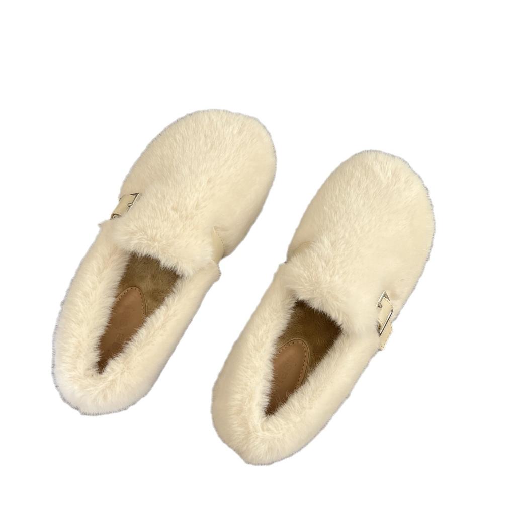 Chaussures Mao Mao Chaussures Doudou Nouvelles Hiver pour Femmes Chaussures Plates Chaudes en Peluche Vent Féerique Chaussures en Coton pour Femmes