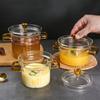 Glass Stew Pot Home Steaming Egg Bowl Baby Food Bowl Dessert Bowl with Scale and Lid Waterproof Cup
