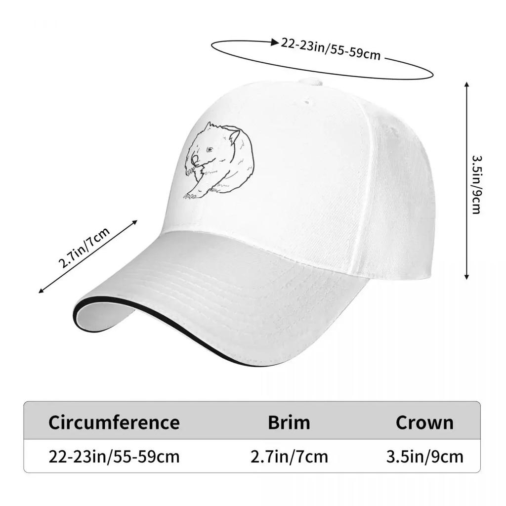 Australian Wombat Doodle Cap Casual Baseball Caps Adjustable Hat Hip Hop Summer Unisex Baseball Hats Customizable Polychromatic