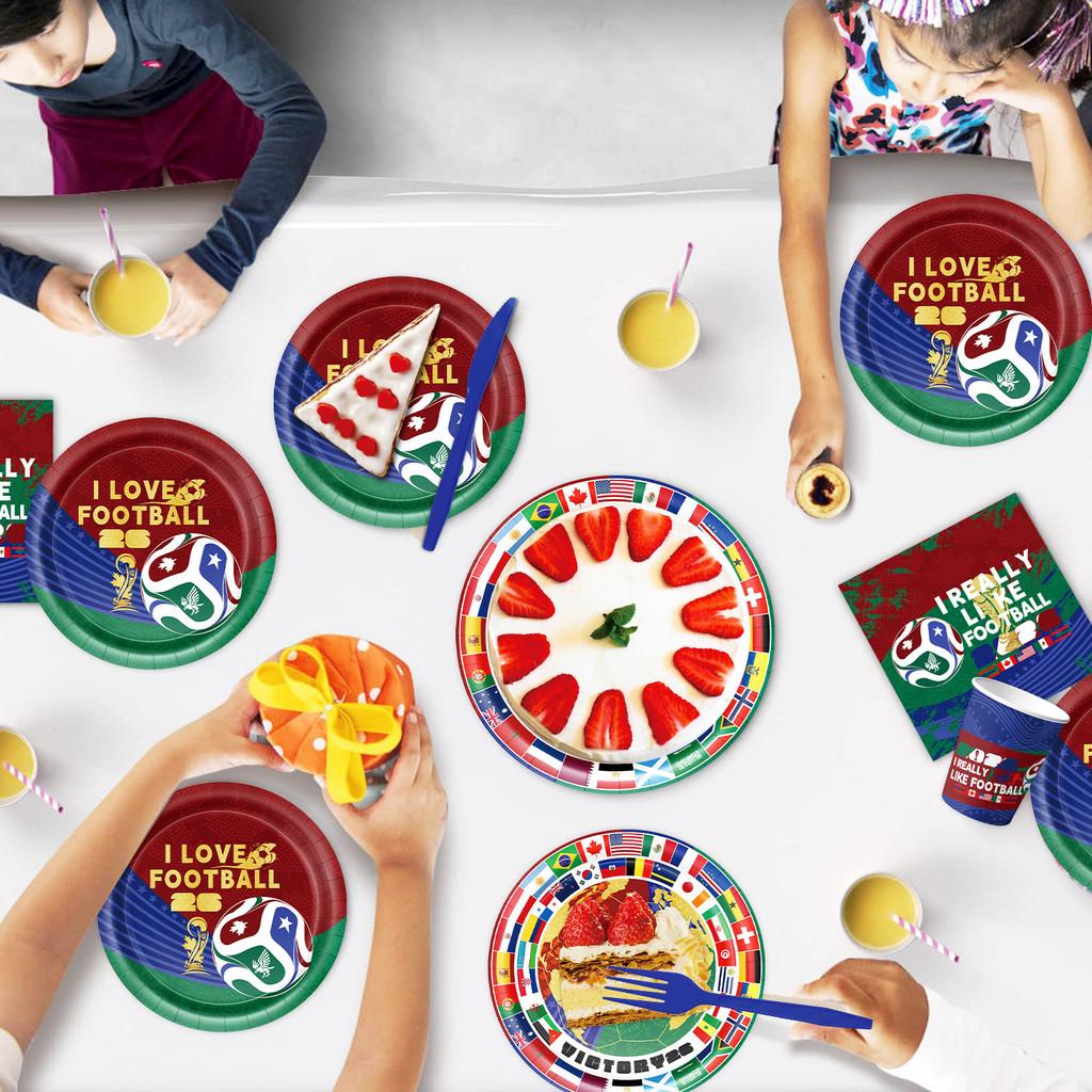 Soccer Global Football Cup Celebration Decor Pack With Flags And Table Cover For Events