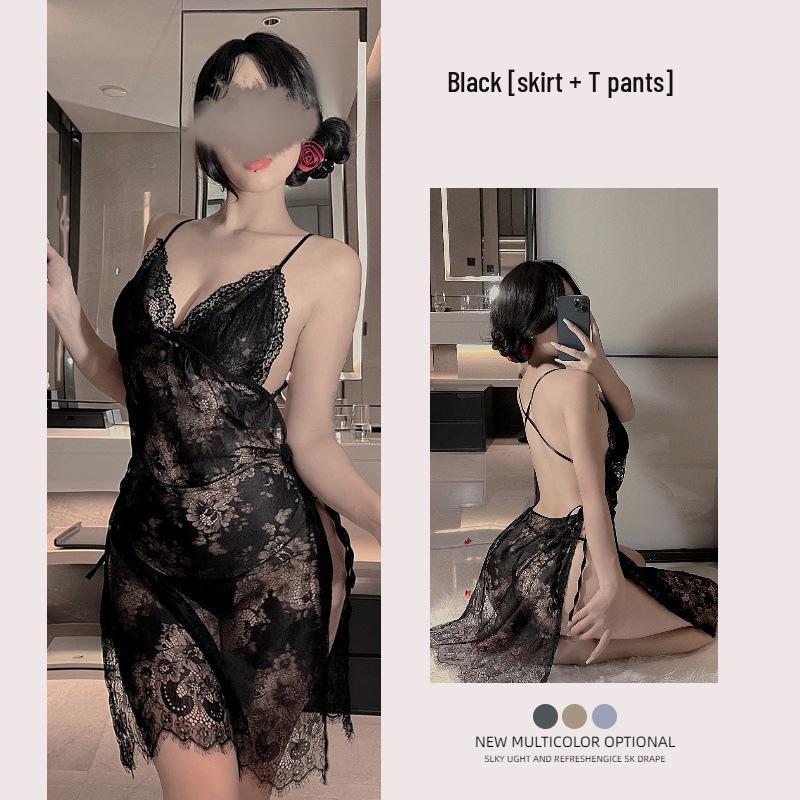 Verführerisches Spitzen-Strapsnachthemd-Set - Reizvolle & Durchsichtige Lingerie