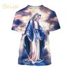 T-shirt Vierge Marie Impression 3D Déesse de la Miséricorde T-shirt Pour Hommes Femmes Chrétien Béni Jésus Dieu Hauts Manches Courtes Streetwear