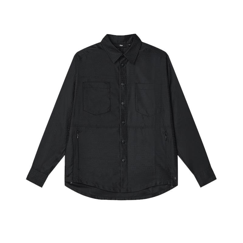 FILA Shirts Men's Black Pointed Collar Moderate Other F11M425401FBK