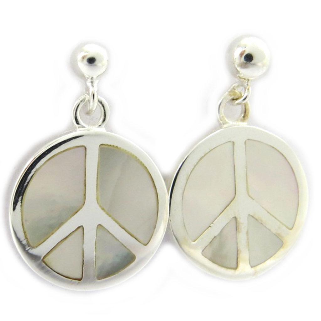 Les Trésors De Lily [G6455] - Silver 'Peace' Mother-of-pearl Earrings
