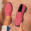 Damen Loafer mit breiter Weite und Plateau, Flats mit Blockabsatz im britischen Stil, Vintage Freizeitschuhe für Damen