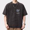 Men's High Street Casual Hip Hop Rock T-shirts Vintage Washed Distressed Short Sleeve T-shirts Base Shirt