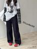 Unisex Wide-Leg Velvet Jeans with Cherry Embroidery for Girls - Loose Fit, Solid Color, Ideal for Middle and Older Children