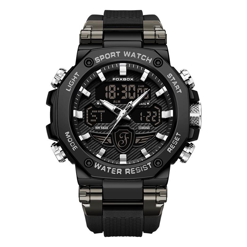 FOXBOX FB0062 Famous Boys Digital Watch Hot Sale Silicone Strap Waterproofing Double Display In Stock Business Watch Factory
