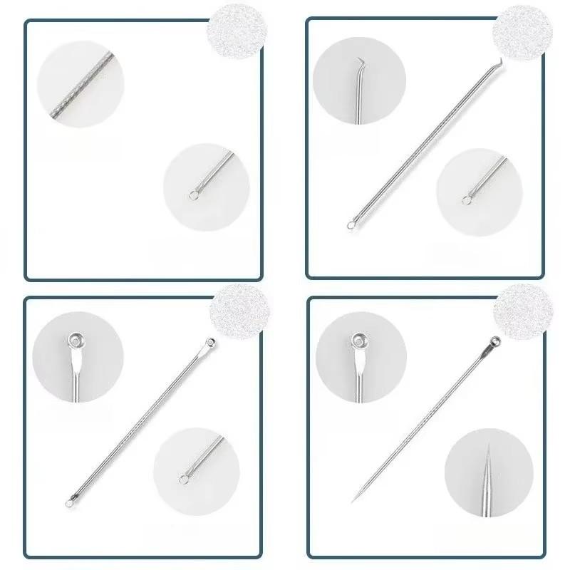 4pc/set Acne Blemish Remover Blackhead Extractor Ultra-fine Beauty Face Pore Cleaner Needles Set Acne Needle Facial Cleaner Skin