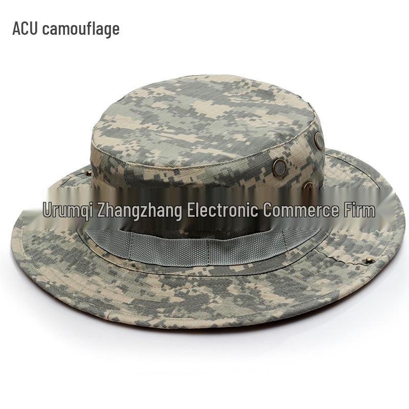 Military Fan Round Brim Camouflage Sun Hat with Python Pattern