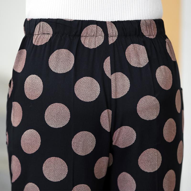 Plus Size Hose mit hoher Taille, Sommer, Vintage-Druck, elastische Taille, klassische gerade Hose für Damen