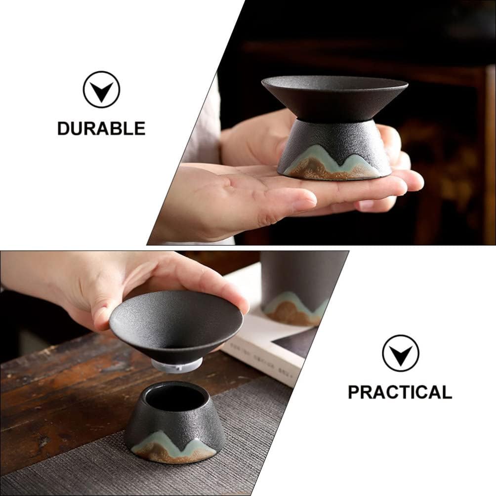Kung Fu Tea Utensils - Ceramic Tea Cup Infuser with Mesh Sifter & Strainer for Single Serve or Teapot