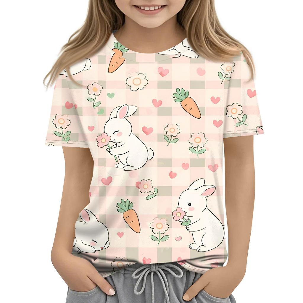 Children's Easter Printed Round Neck Short Sleeved Casual T-shirt