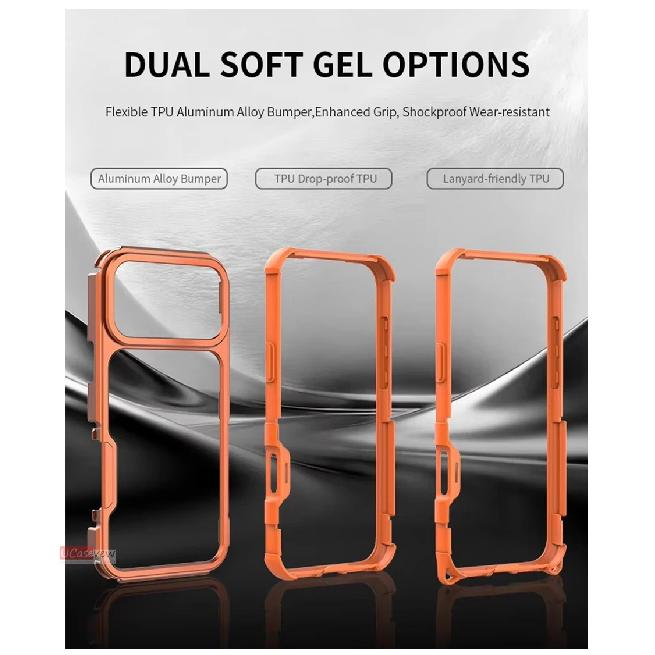 Aluminum Alloy Bumper Case for iPhone 18 16 17 Pro Max 16 17 18Open Back Frame with Cushioned Corners and Camera Edge Protection