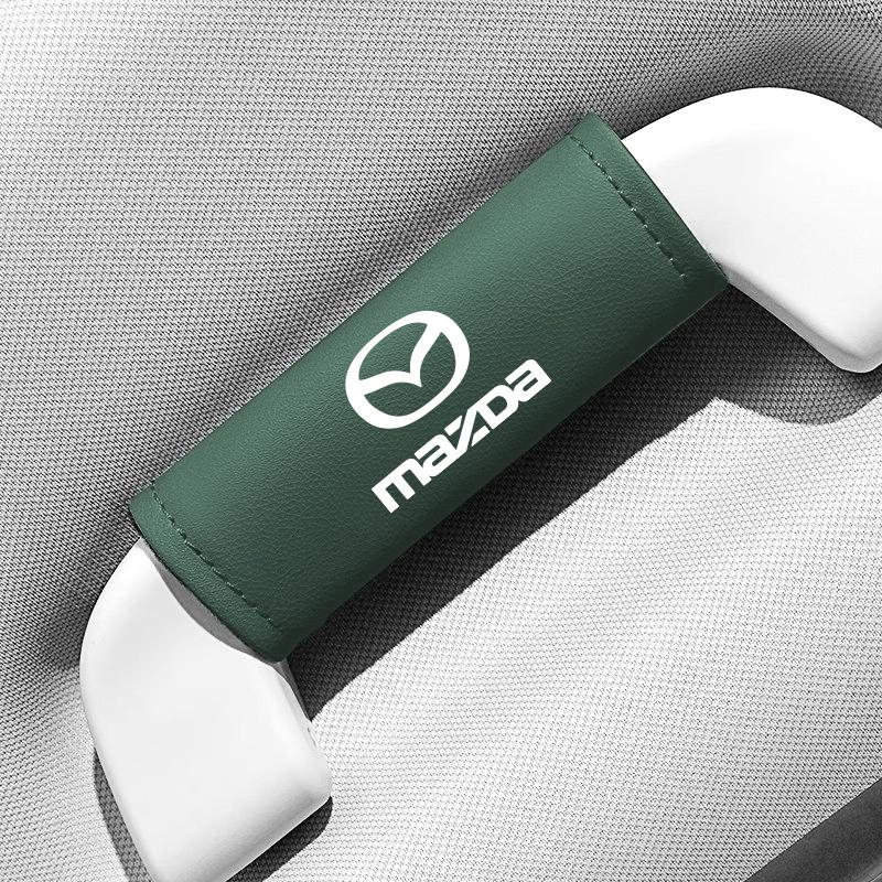 2Pcs Leather Car Door Armrest Cover Roof Handle Covering For Mazda 2 3 6 5 Atenza CX3 CX5 MX5 CX7 Axela CX30 CX90 CX60 CX50 CX9 FF12