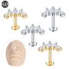 1Pc G23 Titanium Ear Tragus Earring Stud Internally Threaded CZ Crystal Labret Ring Cartilage Helix Piercing Body Jewelry 16G