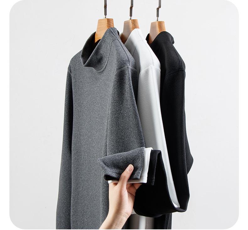 Unisex White Long-Sleeve Thermal Top - Korean Style Half Turtleneck for Autumn/Winter