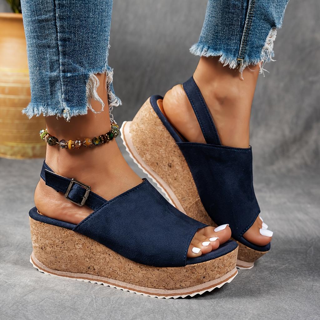 Women'S Platform Sandals with Design And Wooden Texture for The Beach., Women Shoes