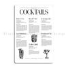 Cocktail Chart Classic Cocktail Poster by Pocket Cocktails Metal Party Home Plaques Customized Create Tin Sign Poster