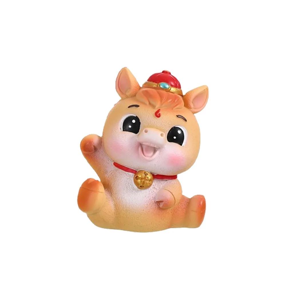 Resin 2026 Horse Year Figurines Lifelike Chinese Miniature Horse Figures Year of The Horse Decorative Zodiac Horse Mascot