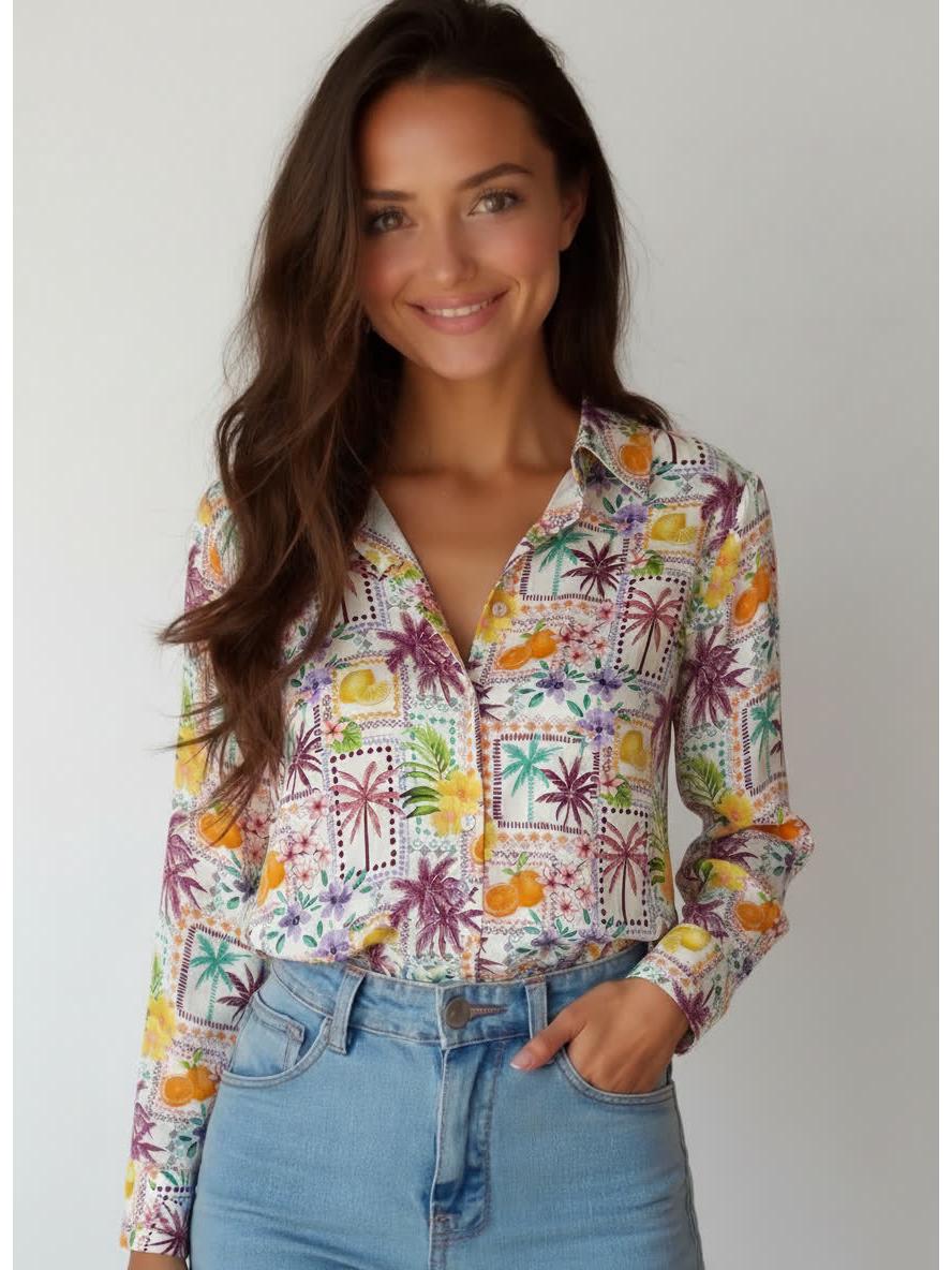 2026 Women s Mori Style Printed Long-Sleeve Breathable Slimming Shirt XL