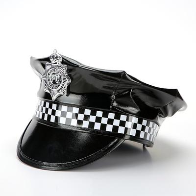 Chapeau Paillettes noires Halloween Cos chapeau d'accessoire de policière Scène Chapeau de frère