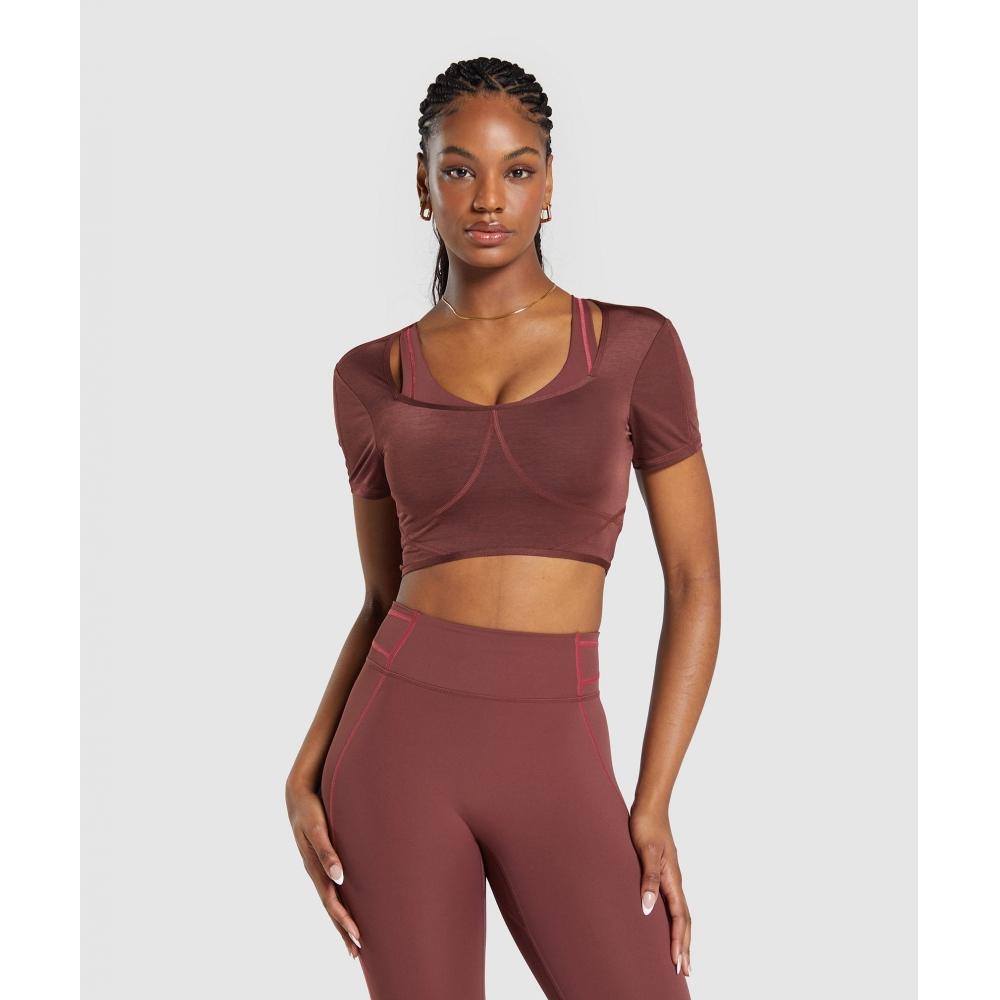 

Укороченный топ GYMSHARK Stitch Feature бордовый коричневый B7A2F NCJV S