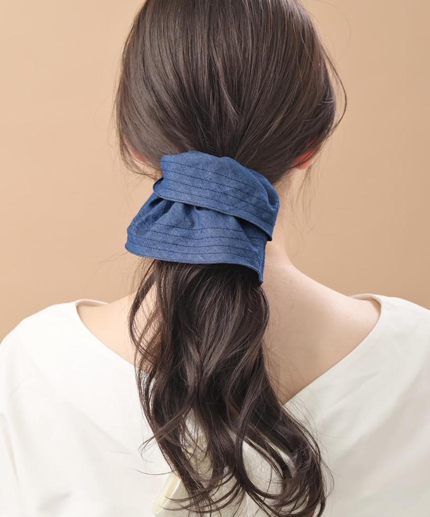 VINGTAINE Dungaree Large Trendy Hair Hair Women's Denim-Style Scrunchie, Scrunchie, Accessory, Tie, HS-218-IG