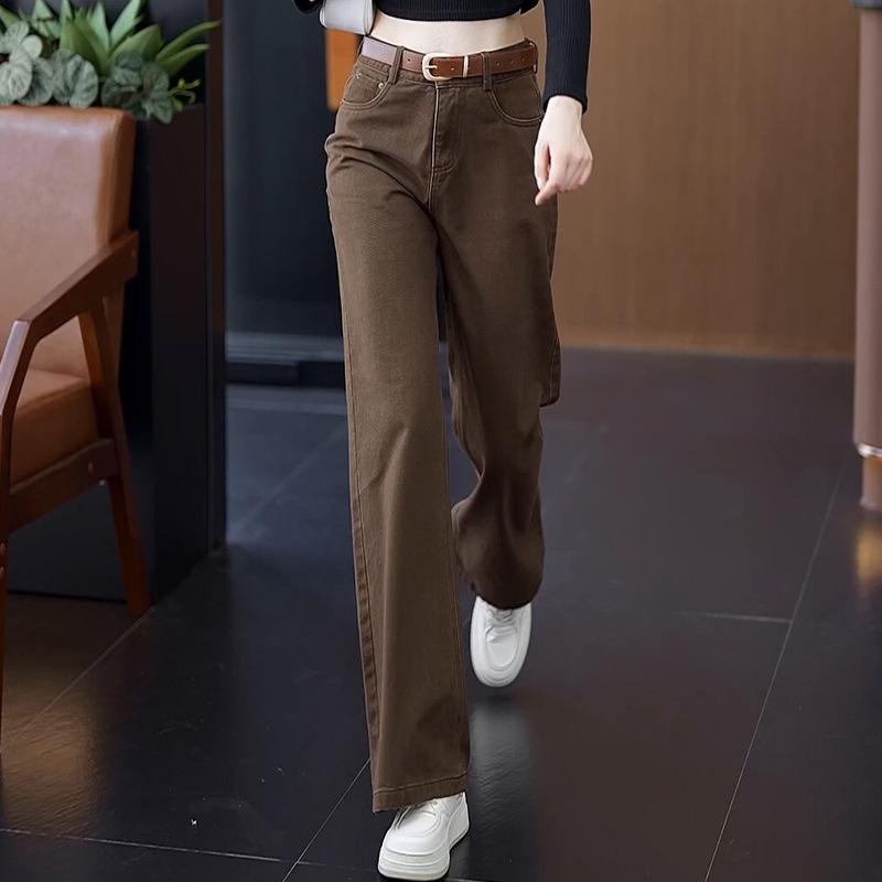 

2025 Autumn/Winter Women s High Waist Slim Fit Denim Trousers - Versatile Wide Leg Design L /28 [105-115 lbs]
